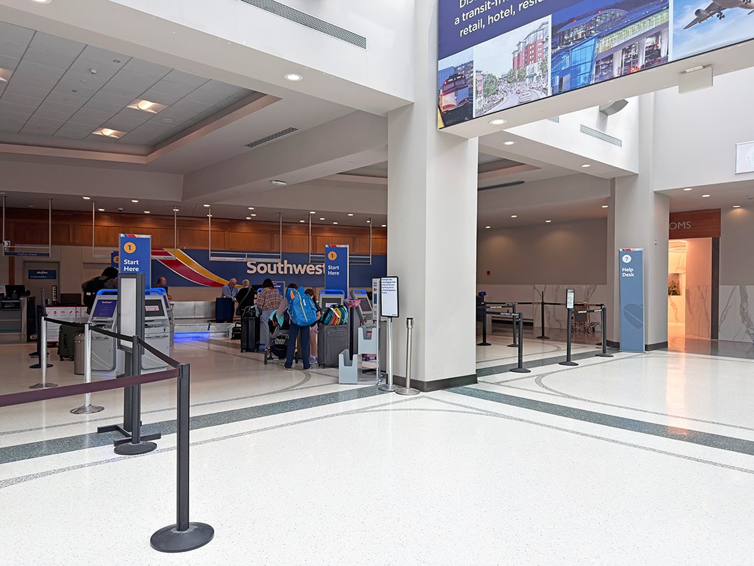 IFlyRhodeIsland's tweet photo. Construction update! 🚧 Flooring has been completed in front of the second-floor restrooms and the @SouthwestAir check-in area. Both areas are now open. Thank you for your patience while we work to improve your experience at PVD. ✈️ #FlyRI #PVD #TFGreen https://t.co/rp9iflEAGT