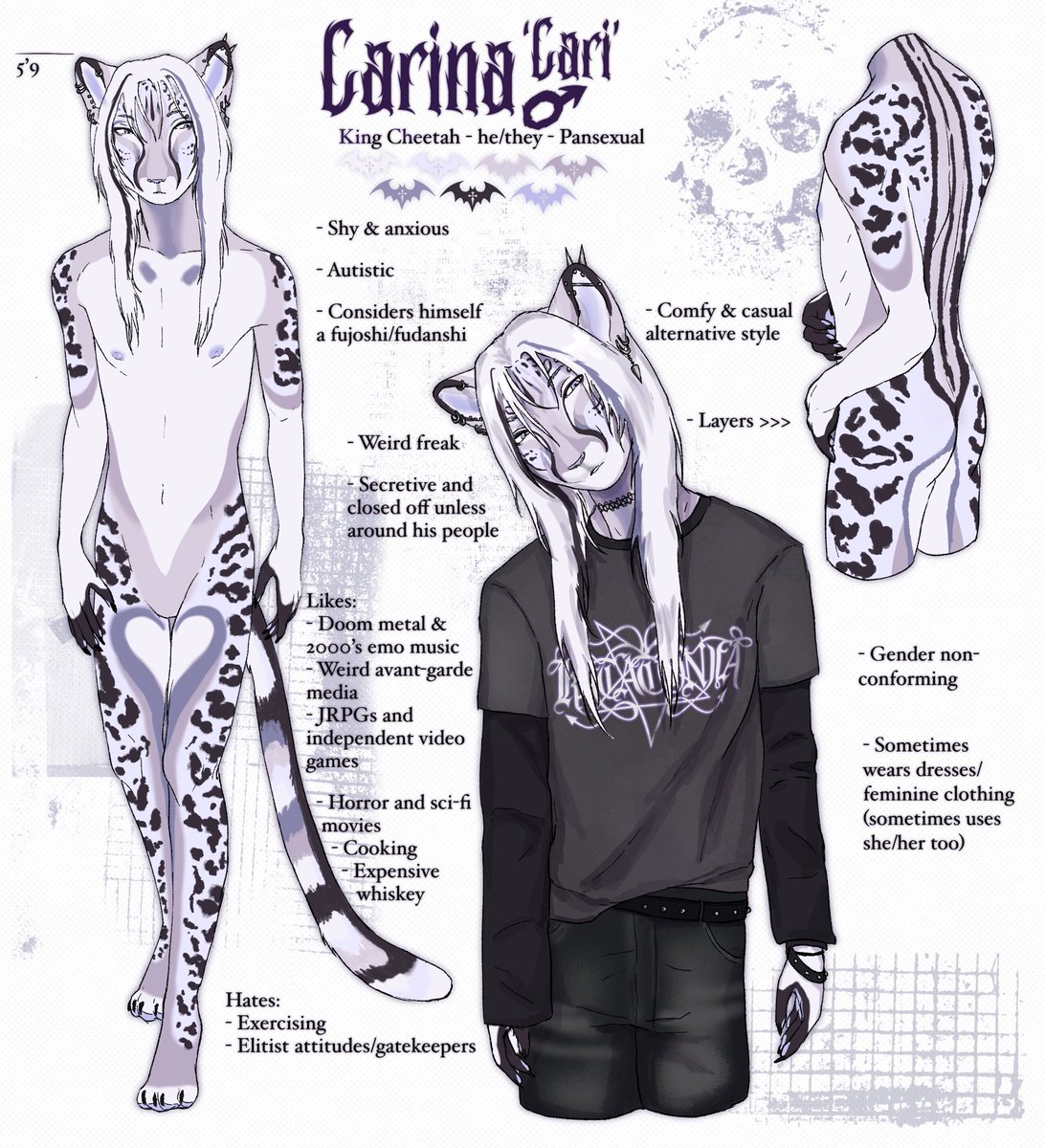 carinacat_'s tweet photo. Meet my main fursona, Cari! I'm so excited to share him with the world! 💜🤍🖤

Art by @charrriot https://t.co/lN0nnjN8YC