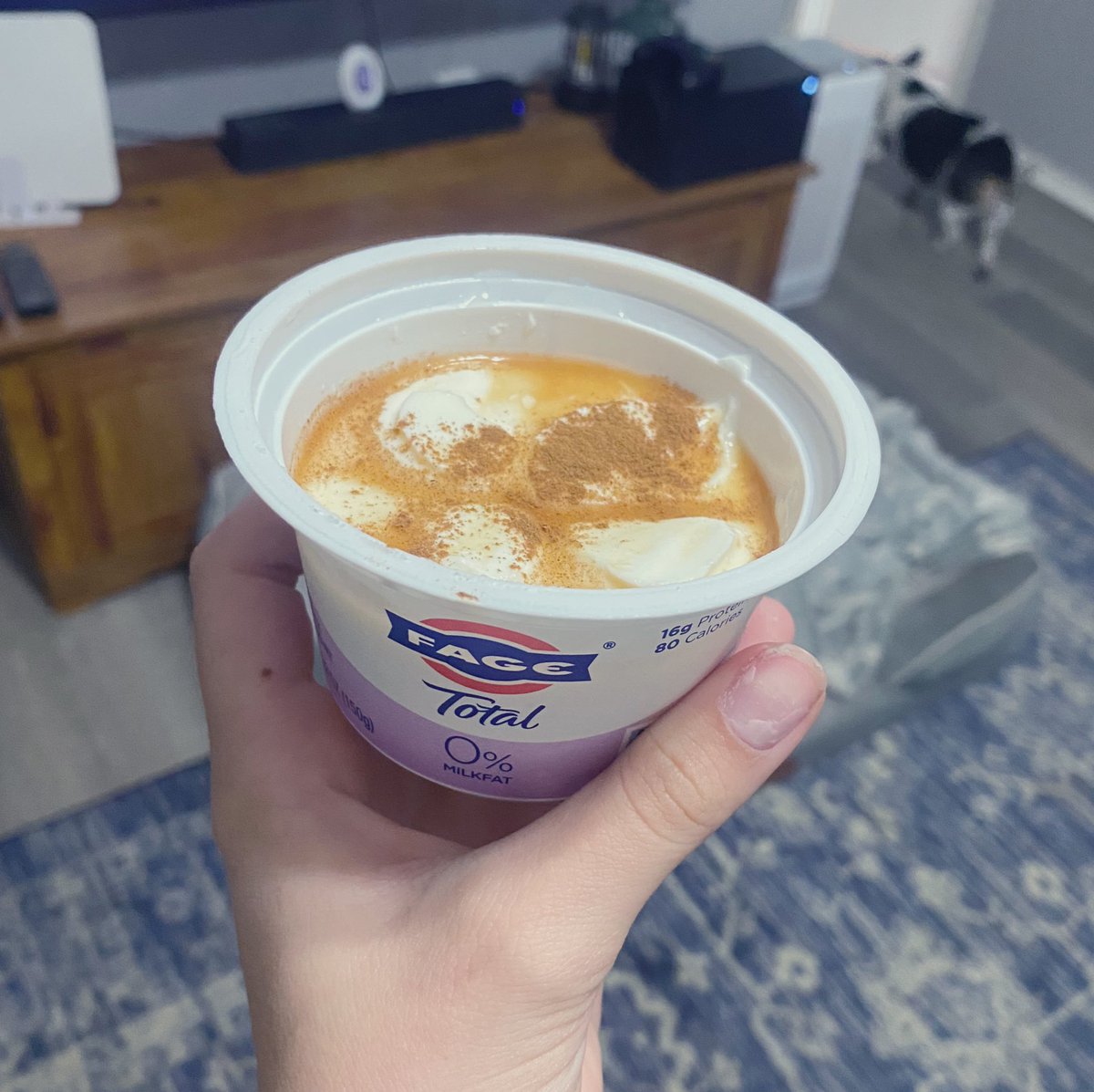 Figsrotting's tweet image. Bed time snack—

Fage 0% yogurt with toppings of vanilla extract and cinnamon — 80Cals📌

#edtwt #shedtwt