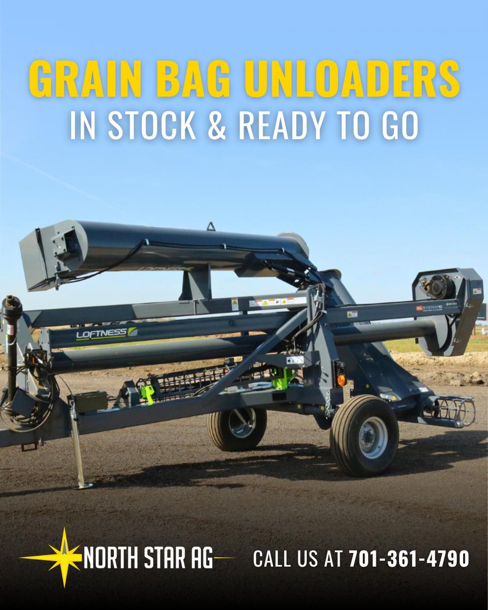 We just added a few grain bag unloaders to the lot and wanted to pass it along in case you've been looking. 🌾 Stop in and see us at North Star Ag in Tower City or give us a call at 📞 701-361-4790 if you want to know more!