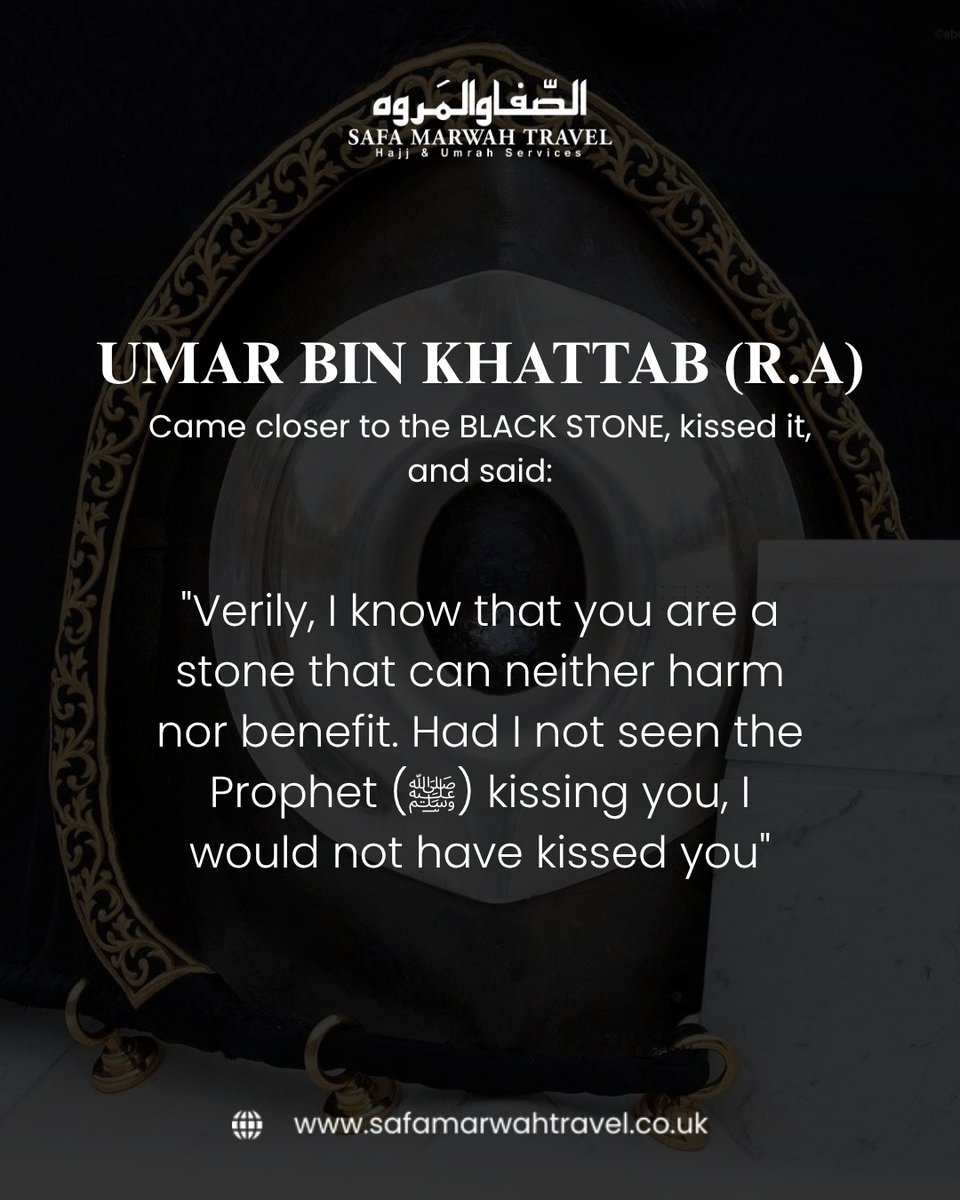 smtraveluk's tweet image. 🔥 One sentence that defines true faith
“I know you are just a stone…”
— Umar ibn al-Khattab  (رضي الله عنه)

Yet he followed the Sunnah without hesitation.
Because faith is not about questioning—it’s about submitting.

#safamarwatravels #umarbinkhattab #sahaba #rashidunkhilafah