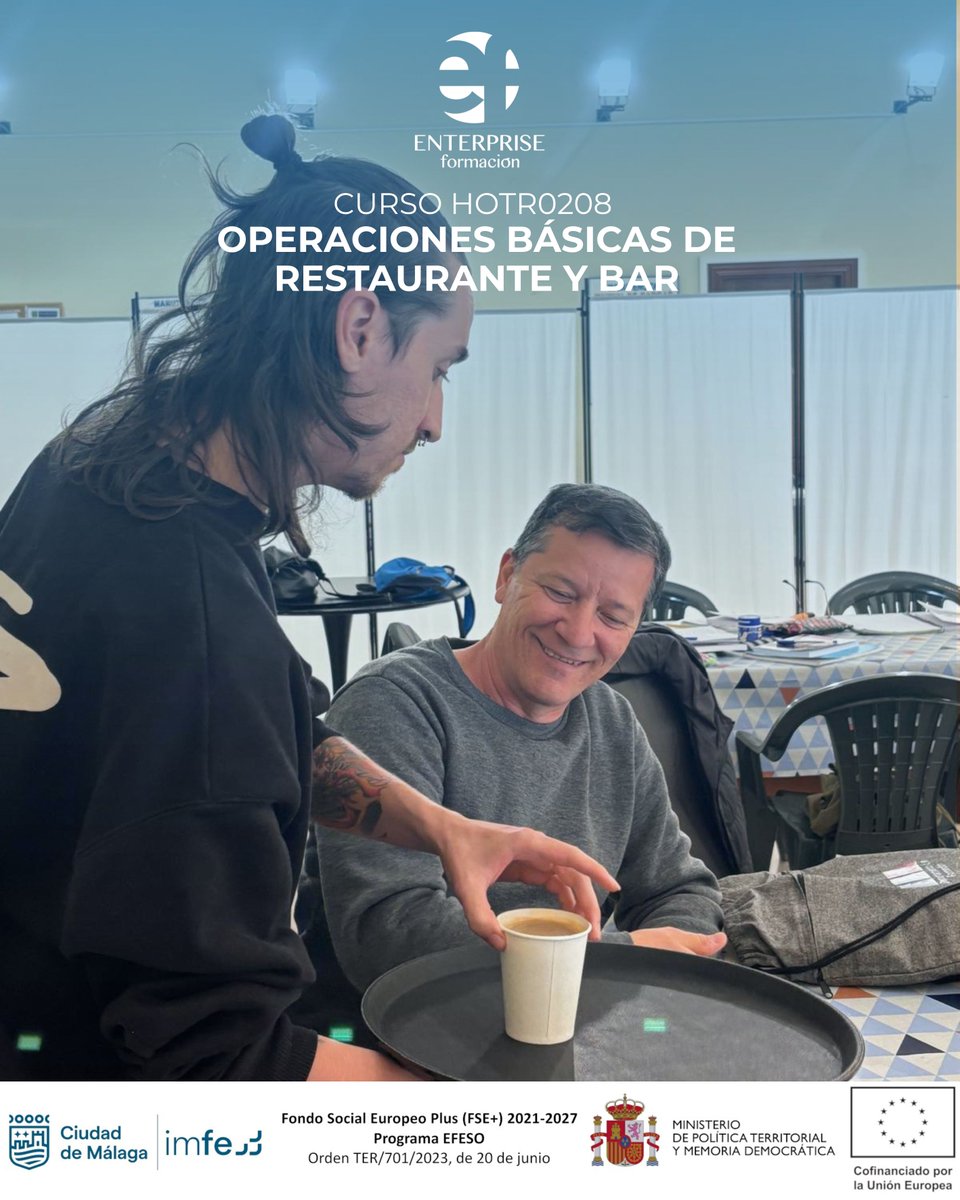 EnterpriseForma's tweet photo. Formación profesional gratuita en el sector de la hostelería 🍽️🍷

✔Lunes a viernes de 09:00 a 14:00
✔ Nivel 1 – No se requieren estudios previos
✔ Modalidad presencial – Málaga

📩 Información:
📞 951 92 61 72
✉️ imfeaquileo@malaga.eu https://t.co/ky0PjWD93i