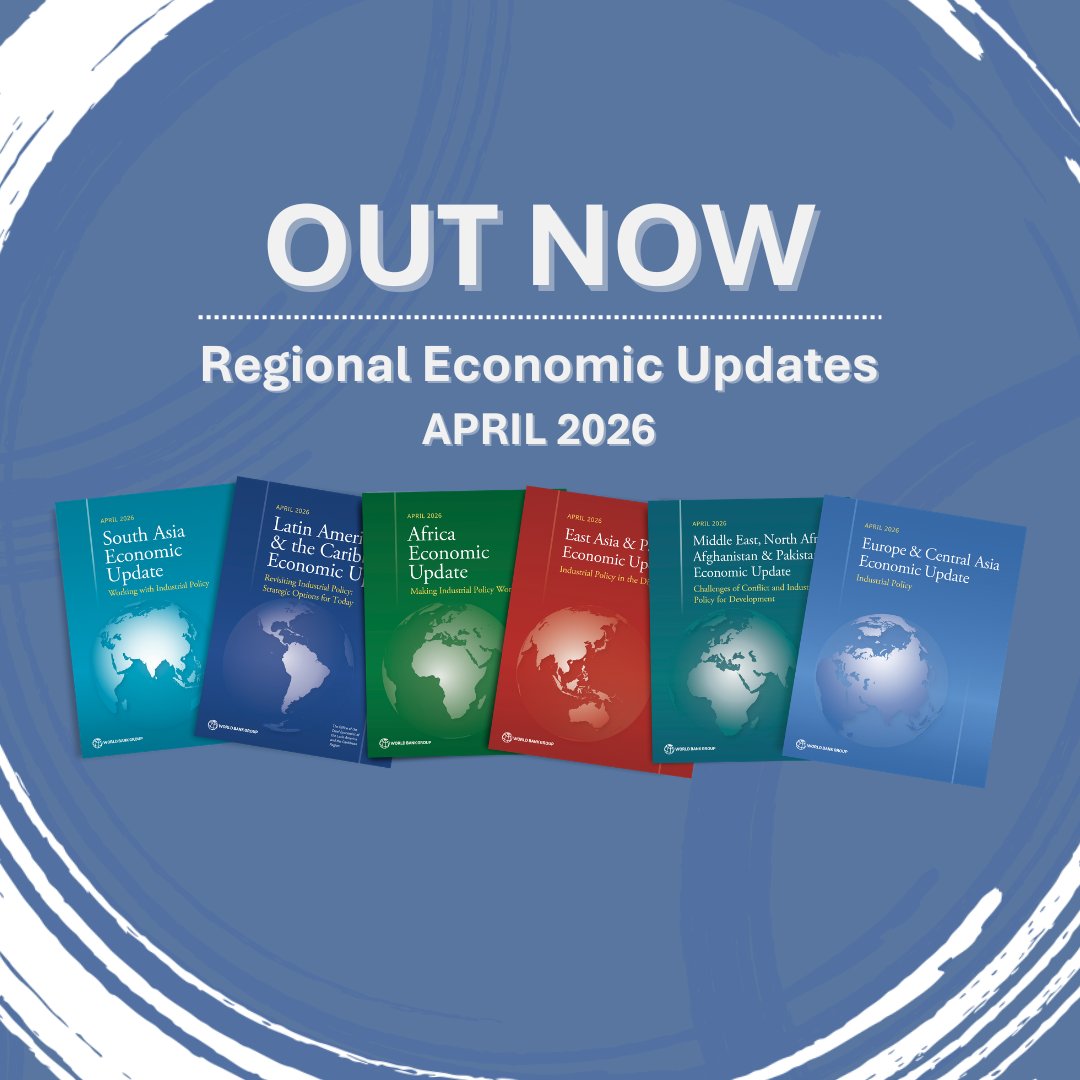 WBGPubs's tweet image. The latest @WorldBankGroup Regional Economic Updates are now available!

📊 Explore key global insights on #macroeconomic trends, including growth, #inflation, and the challenges shaping different regions: wrld.bg/PGMH50YFBKt