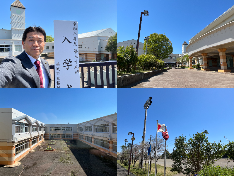 稲城第五中学校の入学式に参列しました。雲一つない空。新入生の皆さんは、晴れ晴れとした姿で中学校生活をスタートされました。学校長式辞では、小林淳一校長から「自分自身の気持ちを大切にするとともに、悩んでいる友に寄り添ってもらいたい」とのお話がございました。ご入学おめでとうございます！