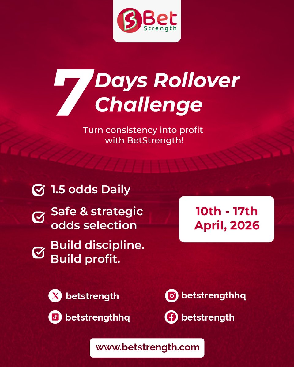 premetrahq's tweet photo. Can 7 days change how you bet?

Oh well, we're about to find out

●Daily 1.5 odds
●Safe and strategic
●Backed by BetStrength data

This isn't about getting rich overnight.

It's about building discipline and watching it pay off.

April 10th – 17th, 2026 https://t.co/W1bXxzlg3t