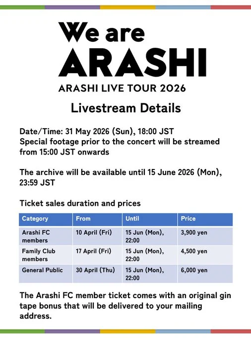 Arashi's Final Concert Streams Live from Tokyo Dome for G