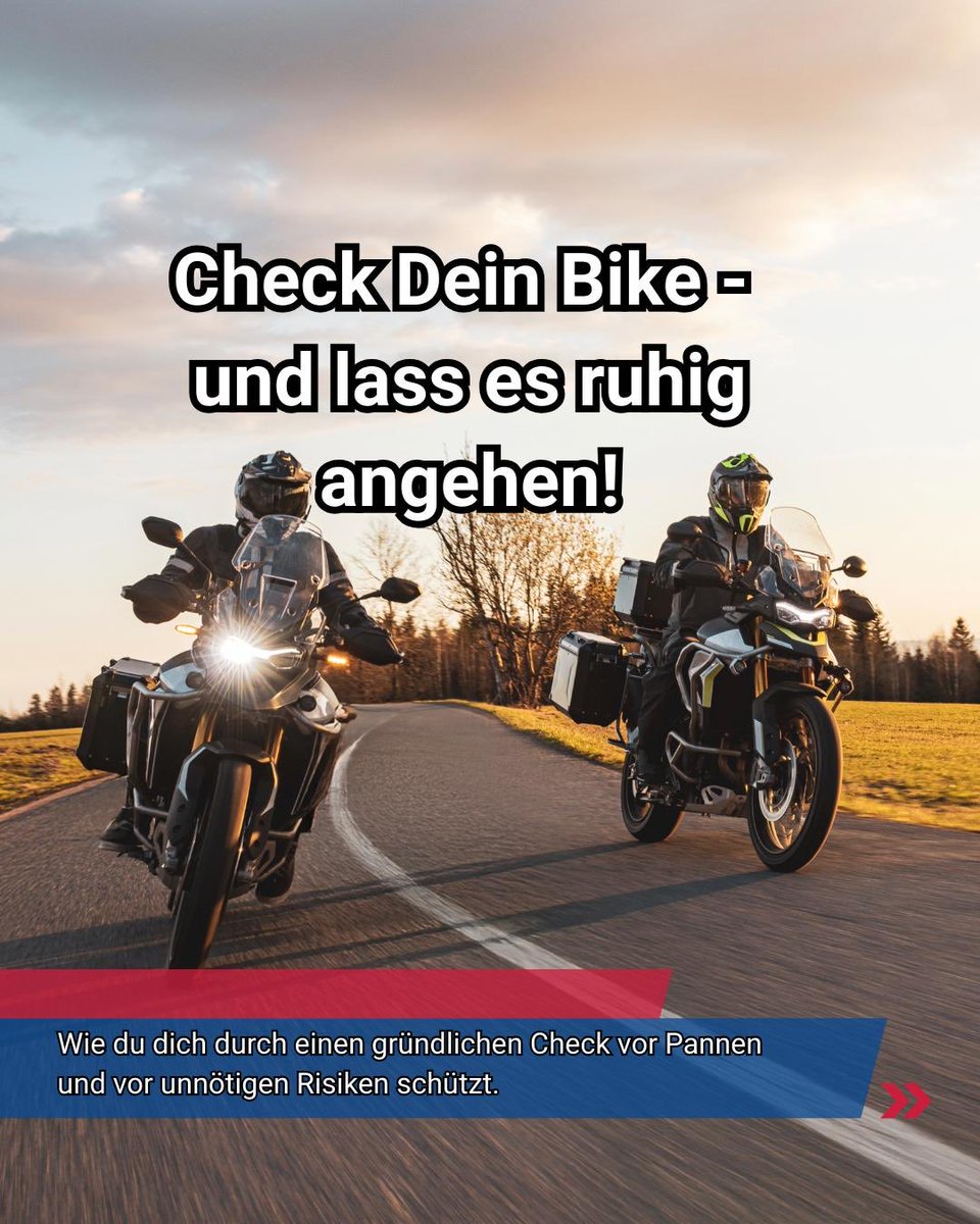 ThuringenTuv's tweet image. Die Motorrad-#Saison startet – und wir wollen, dass Du #sicher unterwegs bist! 🏍️💨
Wichtig: Nach der langen Winterpause braucht nicht nur Dein #Bike sanftes Einfahren, auch Du solltest es entspannt angehen lassen. Wir zeigen es Dir: