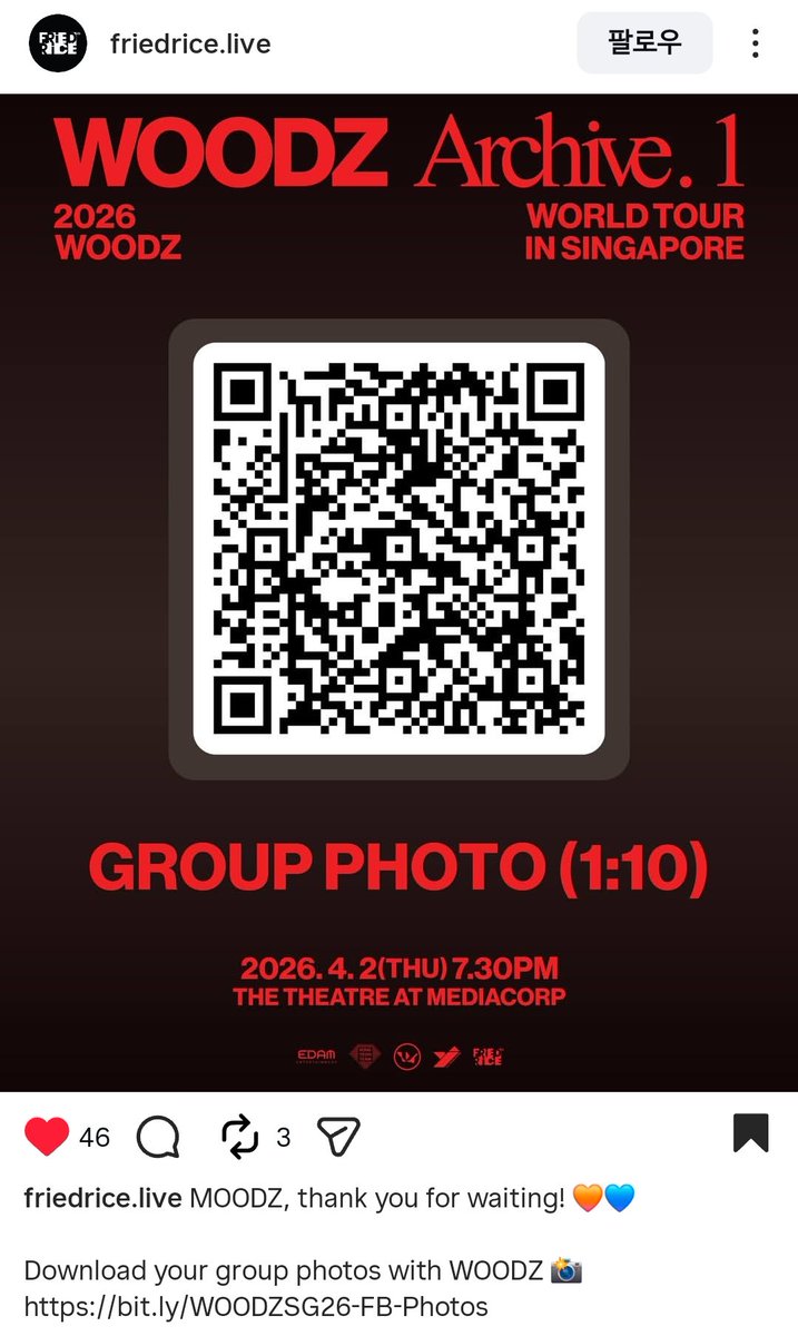 woodz_alsusp's tweet photo. 〔📸〕 260408 FriedRice Ent. X, 인스타그램
- 2026 WOODZ World Tour 《Archive. 1》
   in SINGAPORE : Group Photo
   2026 우즈 월드투어 《아카이브 1》 싱가포르 그룹 포토

🔗https://t.co/VDopRnJbCA
🔗https://t.co/idoe173nIY
🔗https://t.co/8rKT4JFpPM

#WOODZ #우즈 #조우즈 #조승연 https://t.co/ilDa5VnoSE