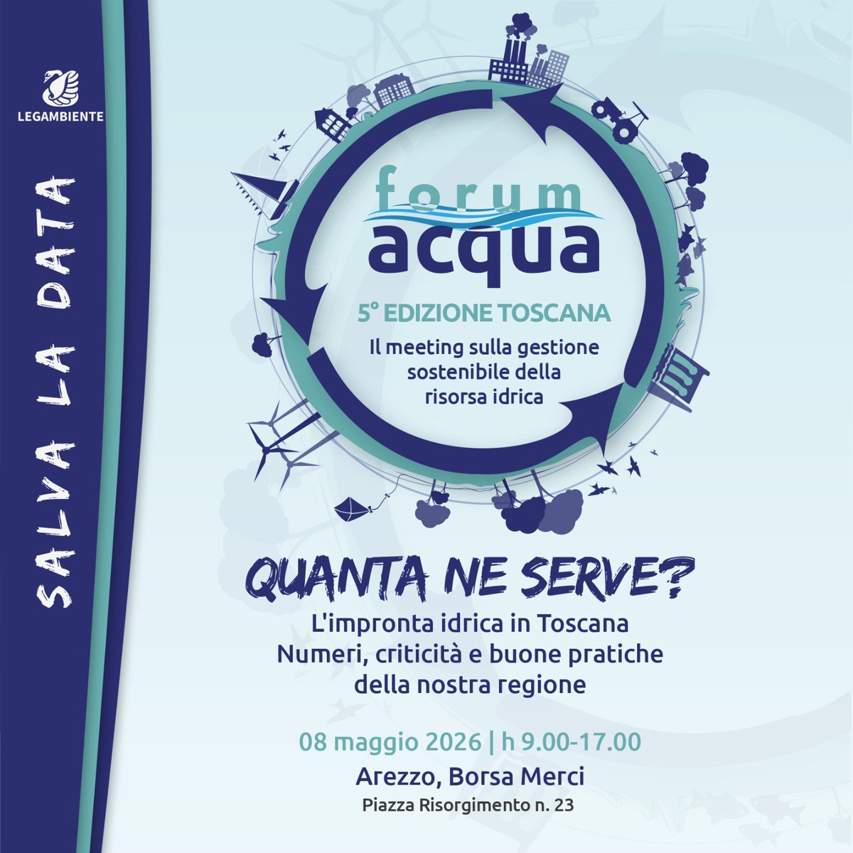 LegambienteTosc's tweet photo. 💧Manca solo un mese al Forum Acqua! 
📌Vi aspettiamo l’8 Maggio alla Borsa Merci di Arezzo (Piazza Risorgimento 23) per una giornata dedicata ad approfondire l’impronta idrica e le buone pratiche della nostra regione. Presto il programma completo! https://t.co/6BEnwF5jAi