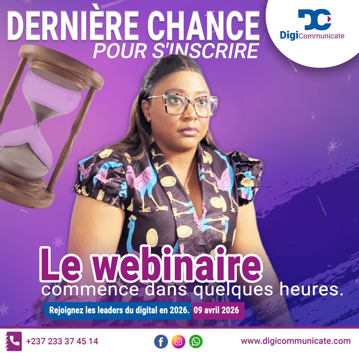 digicommunicate's tweet photo. ⚡ DERNIÈRE CHANCE de s'inscrire au webinaire !
📅 09 avril 2026 | ⏰ 18h00 Rejoignez les leaders du digital en 2026 🚀
👉 https://t.co/PvXW8iRGyV
⏳ Plus que quelques heures !
#Digital2026 #Webinaire #DigiCommunicate https://t.co/QtVP0ElTZb