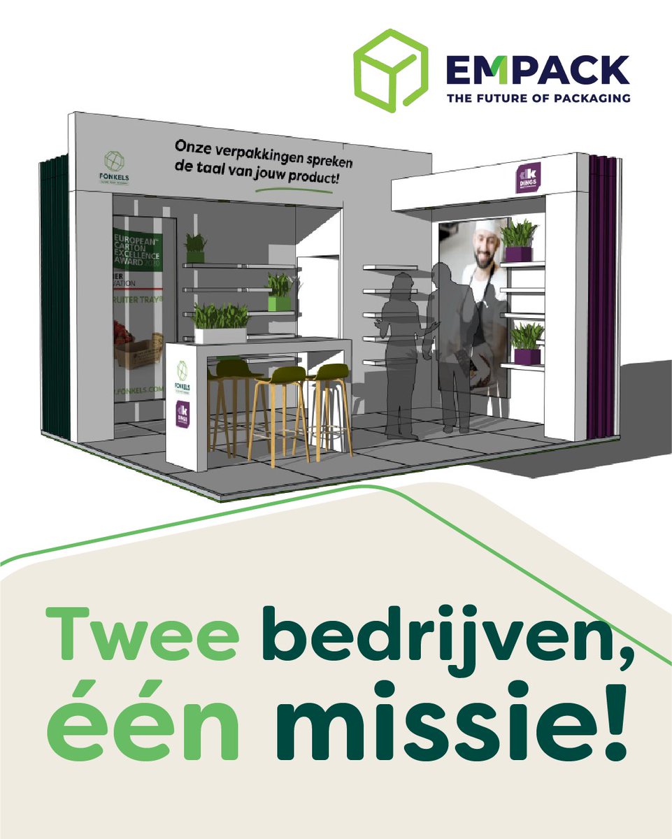 FonkelsNL's tweet photo. Twee bedrijven, één missie.

Fonkels x Dings Kartonnages op Empack: samen werken we aan slimme, duurzame verpakkingen die merken laten opvallen.

Op Empack? Kom langs bij stand K11.

#verpakkingen #duurzaamheid #innovatie https://t.co/kLZTEvmCYN