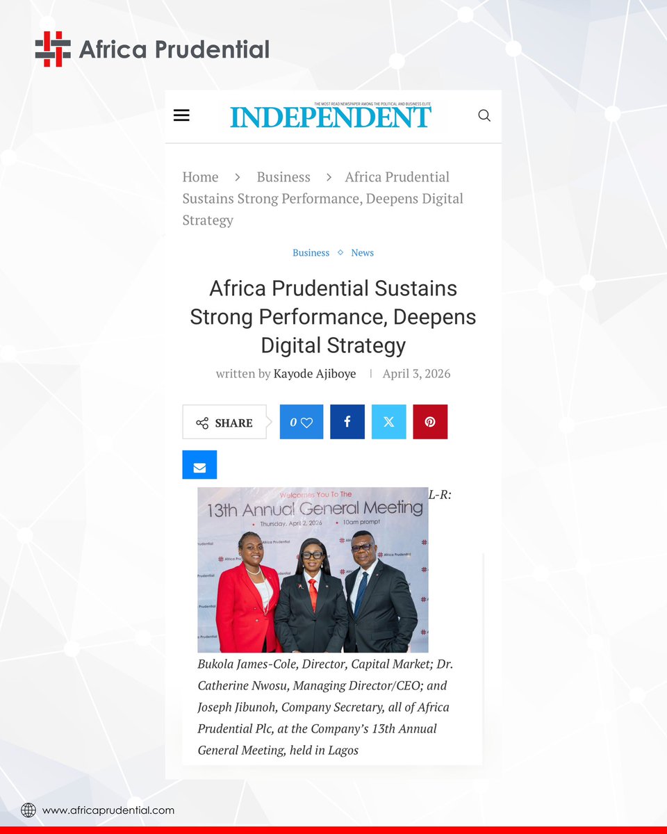 afriprud's tweet photo. From our AGM to the headlines, this growth tells a shared story. Powered by strong numbers, trust, and a collective vision, we’re building something that belongs to all of us.
#AfricaPrudential #AGM2026 #MakingHeadlines #GrowthJourney #SharedSuccess https://t.co/RS1aMGNkMx