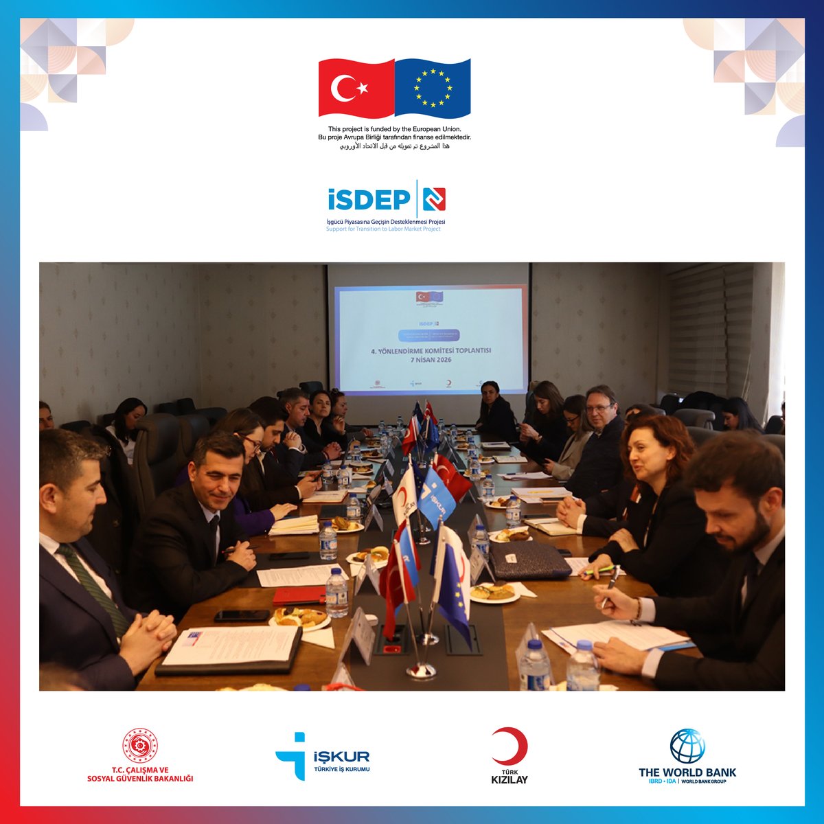 ISDEP2's tweet photo. 📌@WorldBank @eudelegationtur
iş birliği ile @csgb_uigm koordinasyonunda @TurkiyeIsKurumu ve @Kizilay ortaklığında yürütülen İşgücü Piyasasına Geçişin Desteklenmesi Projesi'nin 4. Yönlendirme Komitesi Toplantısı 07.04.2026 tarihinde gerçekleştirilmiştir. #isdep2 #csgb #uigm https://t.co/lTfjJlUquG