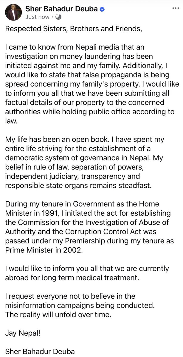 Sher Bahadur Deuba tweet media