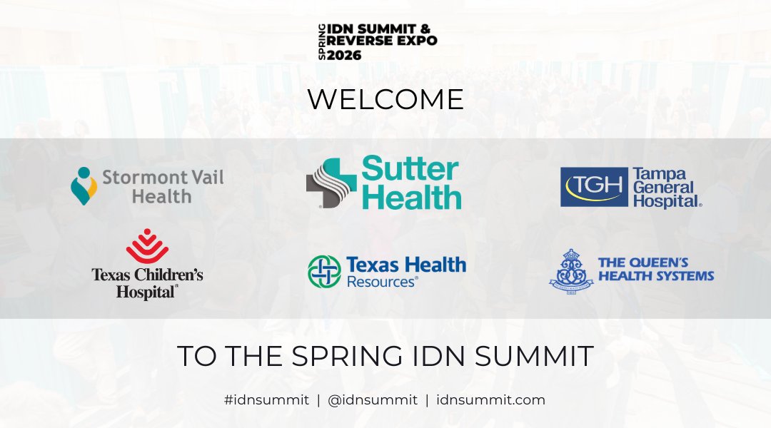 IDNsummit's tweet photo. Welcome @StormontVail, @SutterHealth, @TGHCares, @TexasChildrens, @texashealth, and @queenshealthhi to the 2026 Spring IDN Summit & Reverse Expo. #IDNSummit #HealthcareSupplyChain #HealthcareInnovation

We look forward to seeing you in Orlando on April 20 - 22, 2026 at the Omni Orlando Resort at ChampionsGate.

Register Now at https://t.co/pvUOA1kotM

See the Reverse Expo Exhibitors: https://t.co/6lWGcY25bR