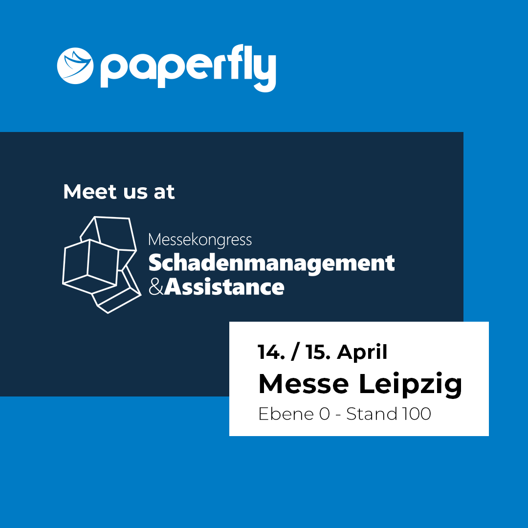 paperfly_io's tweet photo. Schadenmeldung? Digital.
Der Rest? Oft Chaos.
Wir zeigen, wie Schadenprozesse wirklich laufen.
Mit Generali in Leipzig.

14.+15. April | Stand 100
#Schadenkongress #Versicherung https://t.co/n65qgdyr9I