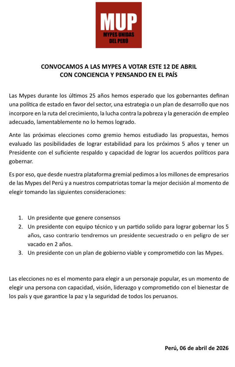 Mypes Unidas del Perú tweet media