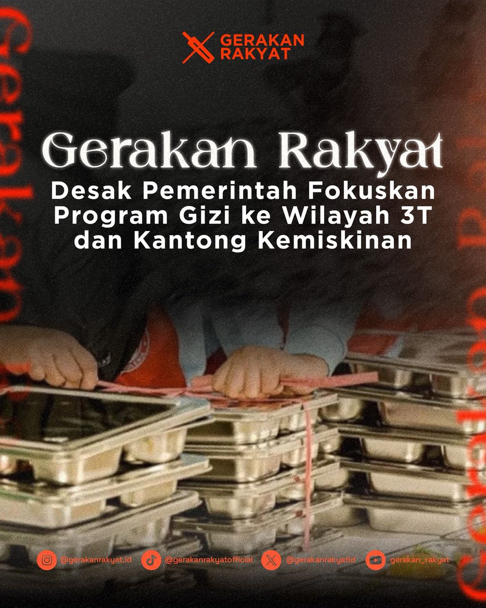 gerakanrakyatid's tweet image. Pemerintah perlu segera evaluasi secara menyeluruh. Masalah utama ada pada ketidaktepatan sasaran. Pemetaan wilayah belum optimal. Distribusi masih banyak terserap di kota besar, padahal daerah 3T dan kantong kemiskinan justru paling membutuhkan intervensi gizi.

#mbg