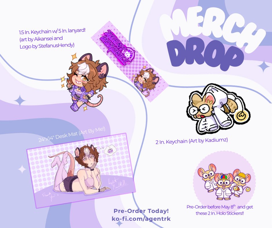 agtroadkillvt's tweet photo. As announced Yesterday until May 1st you can Pre Order my Merch bundle and get some extra stickers as a big ol’ thank you! 😊 

( Art featured is done by: Me, @/Aikansei, and @/kadiumz )
🔗: https://t.co/4oDcjWhsd8 https://t.co/e8Dk0kKnPH