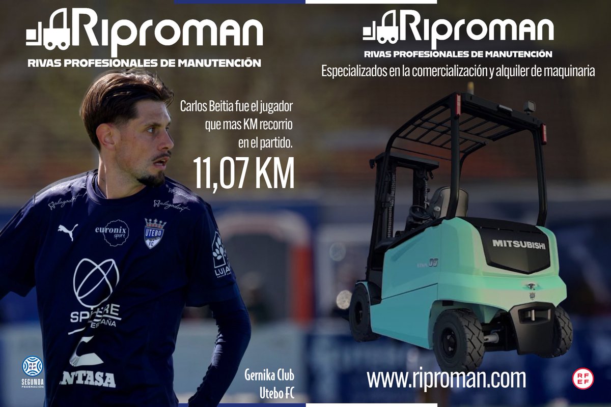 UteboFC's tweet photo. 🚛 RIPROMAN | DATO DEL PARTIDO

Carlos Beitia, el jugador que más kilómetros recorrió en Urbieta. 💪

📊 11,07 KM de esfuerzo y compromiso.

#UteboFC #SegundaFederacion #CrezcamosDisfrutando https://t.co/tLXVfyyAEL