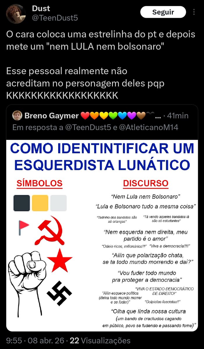 Breno Gaymer ❤️🧡💛💚💙💜🤎🖤🤍 #Bolsonaro2026 tweet media