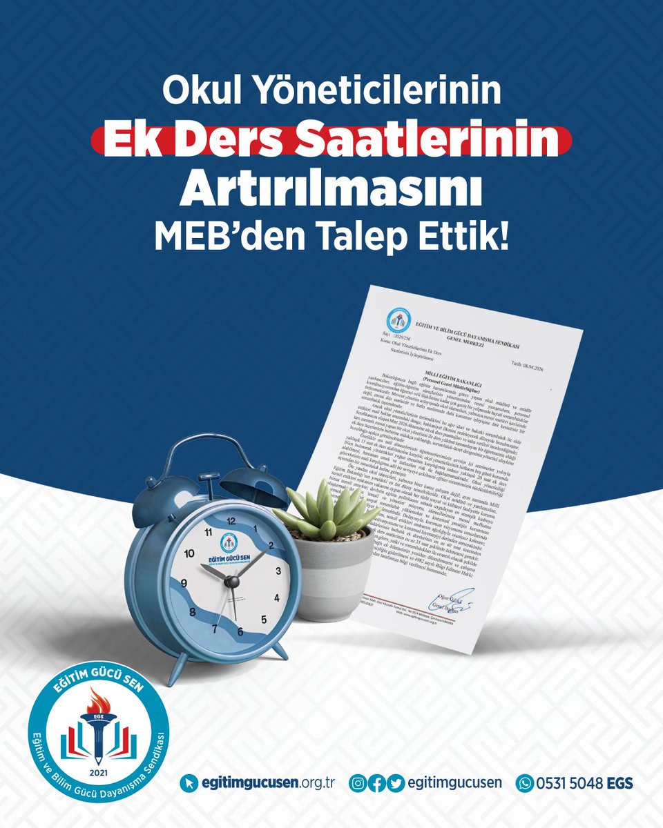Okul müdürü ve müdür yardımcıları; eğitim-öğretim süreçlerinden kurum yönetimine kadar geniş bir sorumluluk alanında, mesai kavramı gözetmeksizin görev yapmaktadır. Ancak mevcut durumda, üstlenilen sorumluluk ile ek ders ücretleri arasındaki dengesizlik hakkaniyet ilkesini