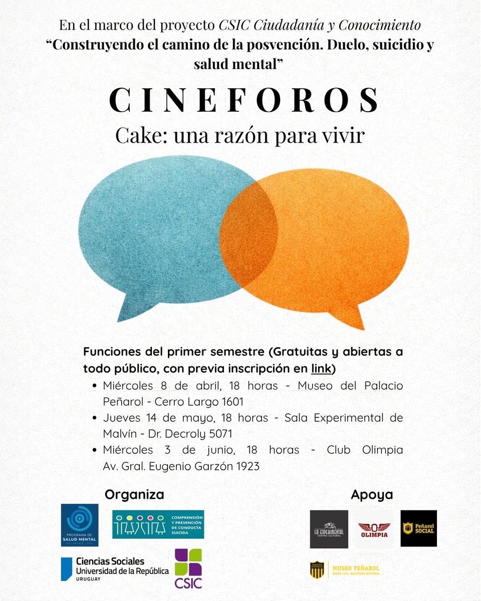 aguzabala__'s tweet photo. Este ciclo fue pensado para contribuir a la conversación pública y comunitaria de la salud mental, el suicidio y los dolores

Después de la proyección, el micrófono se abrirá a los participantes para que conversen

Hoy es la primera cita, a las 18 en el Museo Peñarol https://t.co/108hHBzaAv