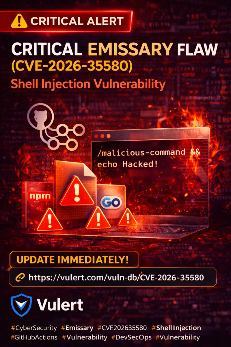 🚨 Critical Emissary flaw: CVE-2026-35580 A shell injection issue in ...