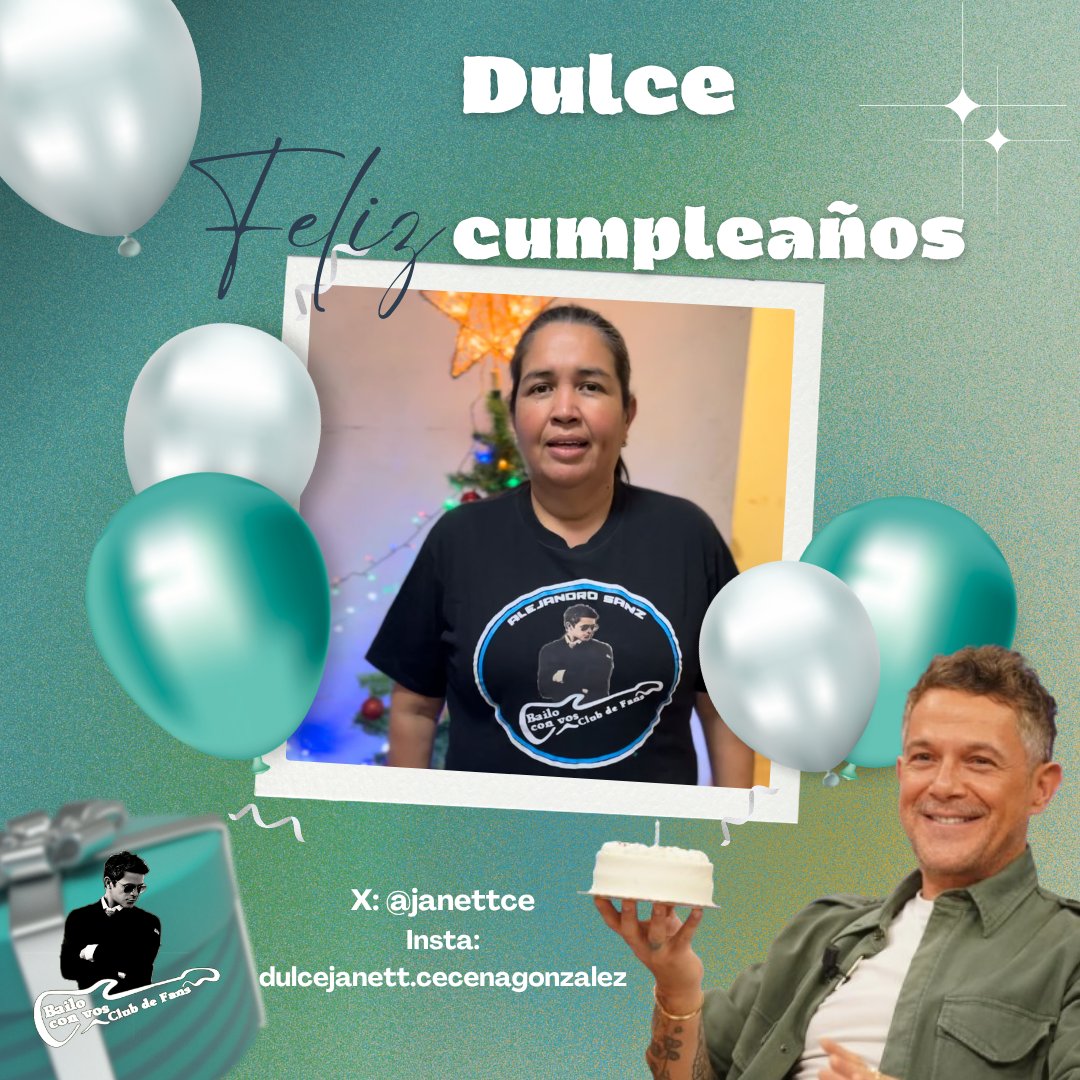 Hoy cumple años nuestra socia <a href="/janettce/">DULCE JANETT CECEÑA</a>
Deseamos que pases un hermoso día , somos muy felices de tenerte en nuestro bello Club. Te queremos!! @alejandrosanz súmate al saludo 🎂🎂🎂
#CumpleañosSanzero #Fams #BailoConVos #FelizCumple #CumpleSociasBailo