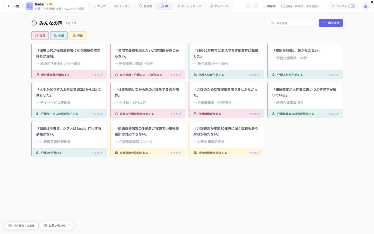 tetsurokondoh's tweet image. 課題可視化のWebアプリ「Kadai」、いよいよ公開します！！！
kadai.zukai.co
※ 利用はPCのみです

すこしずつアップデートを続けて触ってもらえる状態になってきました。しかしまだ荒削りなため「オープンベータ」として無料公開しました。フィードバックいつでも受付中です。
