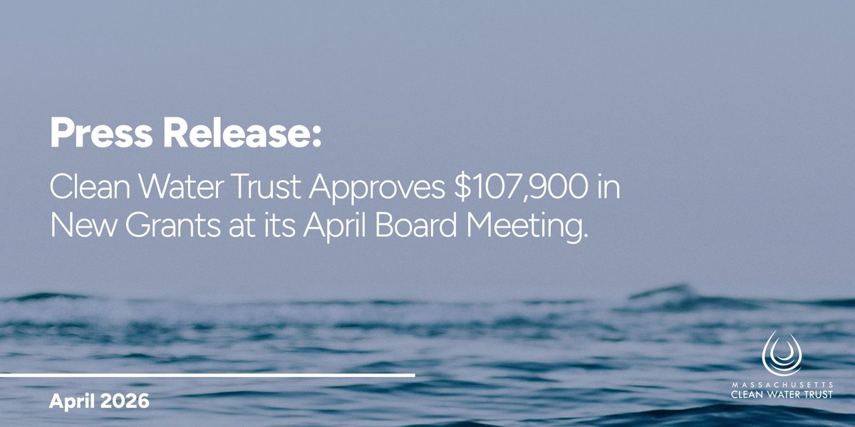 MASSCLEANWATER's tweet photo. The Clean Water Trust approved $107,900 in new grants at its April Board of Trustees Meeting. Read the press release here: https://t.co/leCWwbUt5j @MassTreasury @MassDEP #cleanwater #drinkingwater https://t.co/ErbUmqmS1n