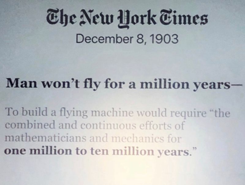 DrCAPS0's tweet photo. @dotkrueger This mentality reminds me of the infamous NYT headline. Defeatist and looking at problems as insurmountable barriers rather than challenges to overcome. We will see the stars. https://t.co/d168h2ppSk