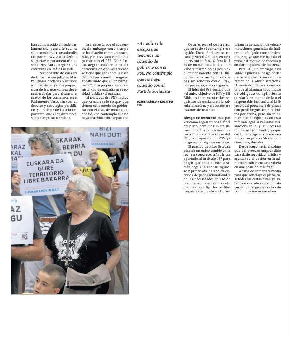 Enplegu Publikoaren 11/2022 legearen erreformarako eztabaida eman behar da eta zorroztasun juridiko handienarekin gainera.

Guk adostasun baterako proposamen inklusibo bat helarazi dugu: hizkuntzen arteko egiazko berdintasuna, hizkuntza-eskubideak eta malgutasuna oinarri hartuta.