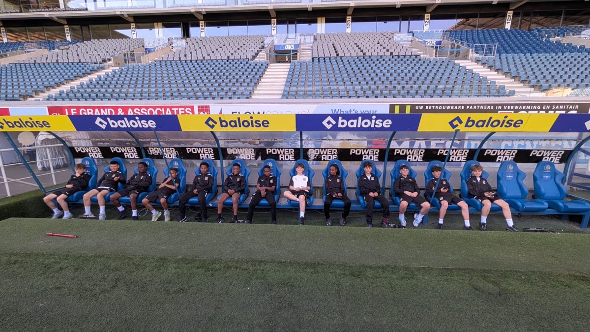 NTFC_Academy's tweet photo. 🇧🇪 A busy day in Belgium started with a tour of @KAAGent’s stadium!

This afternoon there was action for our U10’s in a round robin tournament, our U12’s faced RSCA and the U14’s played RC Gent.

Thanks to our tour sponsors Northants Fire and Form Five 🤝 

#ShoeArmy 👞 https://t.co/BZlrABpUkl