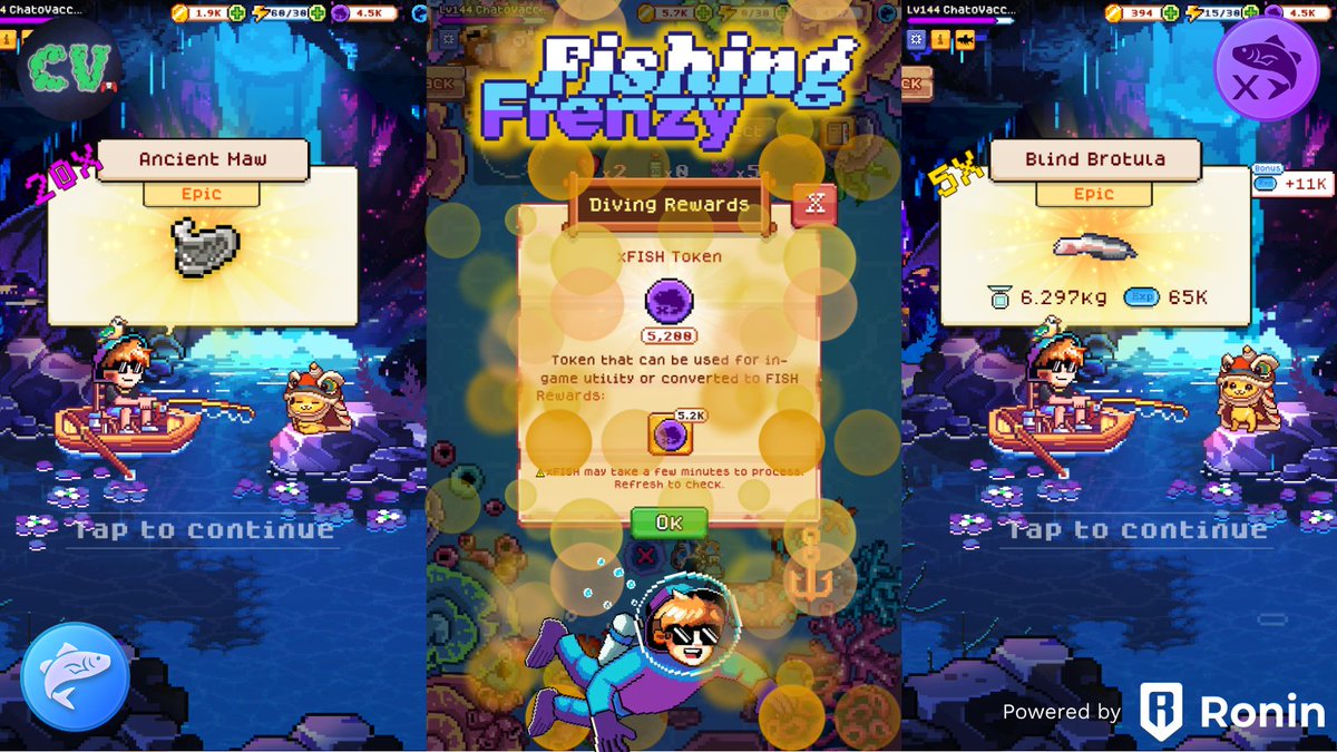AxieHub_Peru's tweet photo. Golden Day at @FishingFrenzyCo 🎣💛

20x "Epic Ancient Haw" 🦴
5x "Epic Blind Brotula" 🐠 
5,200 $XFISH 🪙

Don't wait any longer and try FF here : https://t.co/M4nIWFQk00

#FishingFrenzy #ChatoVaccari #CryptoGaming #PeruCrypto #GoldenDay $FISH $RON https://t.co/EqMYtBPDA1