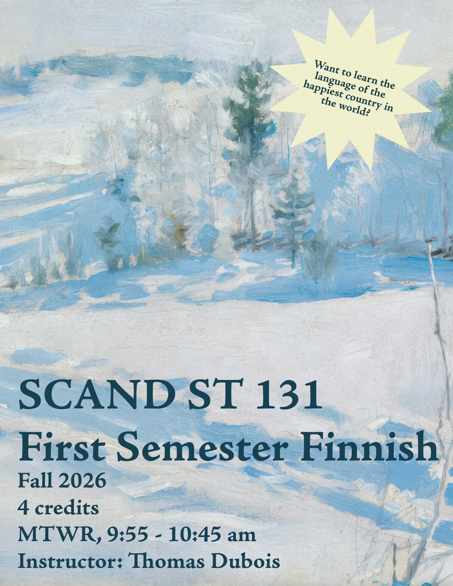 UWMadGNS's tweet photo. Are you  interested in learning the language of the happiest country in the  world? This fall  course is for beginning learners of Finnish with an emphasis on  proficiency through speaking, listening, reading, and writing, and on communication in cultural context.

#Finnish https://t.co/UeW2ctukYC