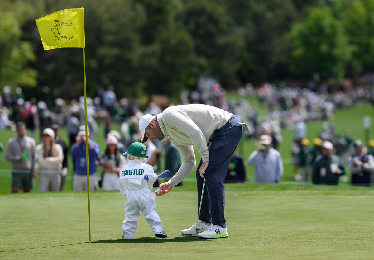 TheMasters's tweet image. Today, the greens double as family rooms. A glimpse into the joy of the Par 3 Contest. #themasters