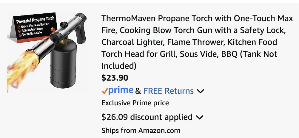Pricerrors's tweet image. $23 PROPANE TORCH ON AMAZON 

Apply code "Q8RGWVFP" for $26 OFF 

For reference, all other colors are currently $50+ 

pricedoffers.com/yxqc6 #ad