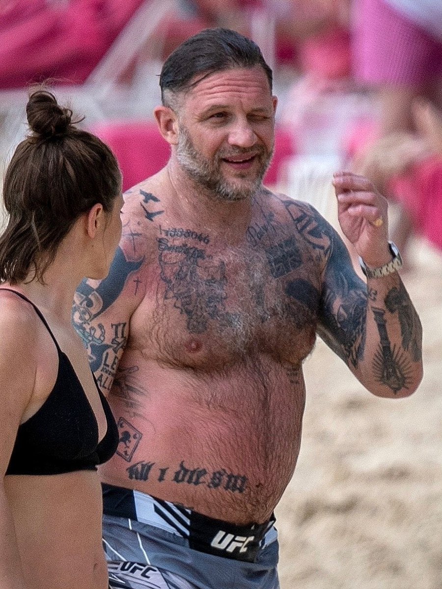 tombrockhardy's tweet image. tom hardy hairy dad body on a random wednesday