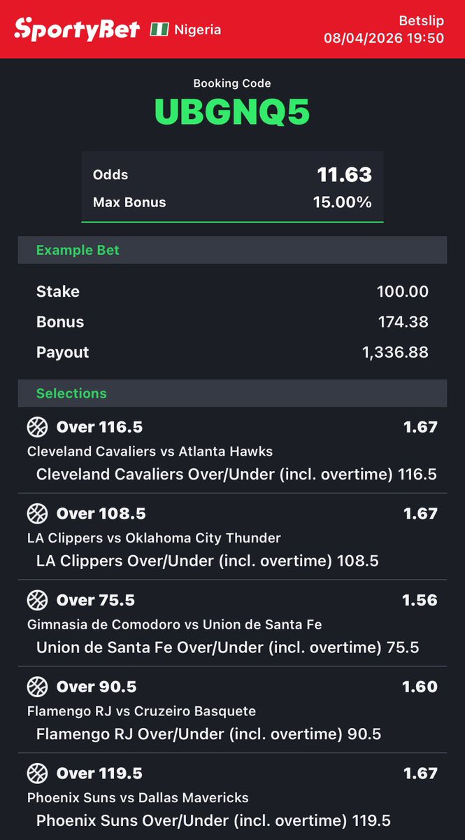 This is the best 11 odds you will see on the TL today!!

UBGNQ5🏀🏀

Specially dedicated to <a href="/eebookhunoluwa/">SEKINA</a> 

If this game cut, just show me what you staked with I will refund!!

Will be crediting the first 20 people to retweet and like when it booms.

RT for larger audience 📌🤷‍♂️