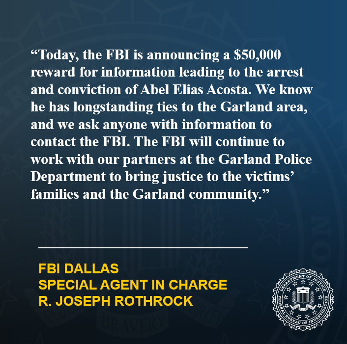 FBI OFFERS $50,000 REWARD FOR CAPITAL MURDER SUSPECT ABEL ELIAS ACOSTA ...