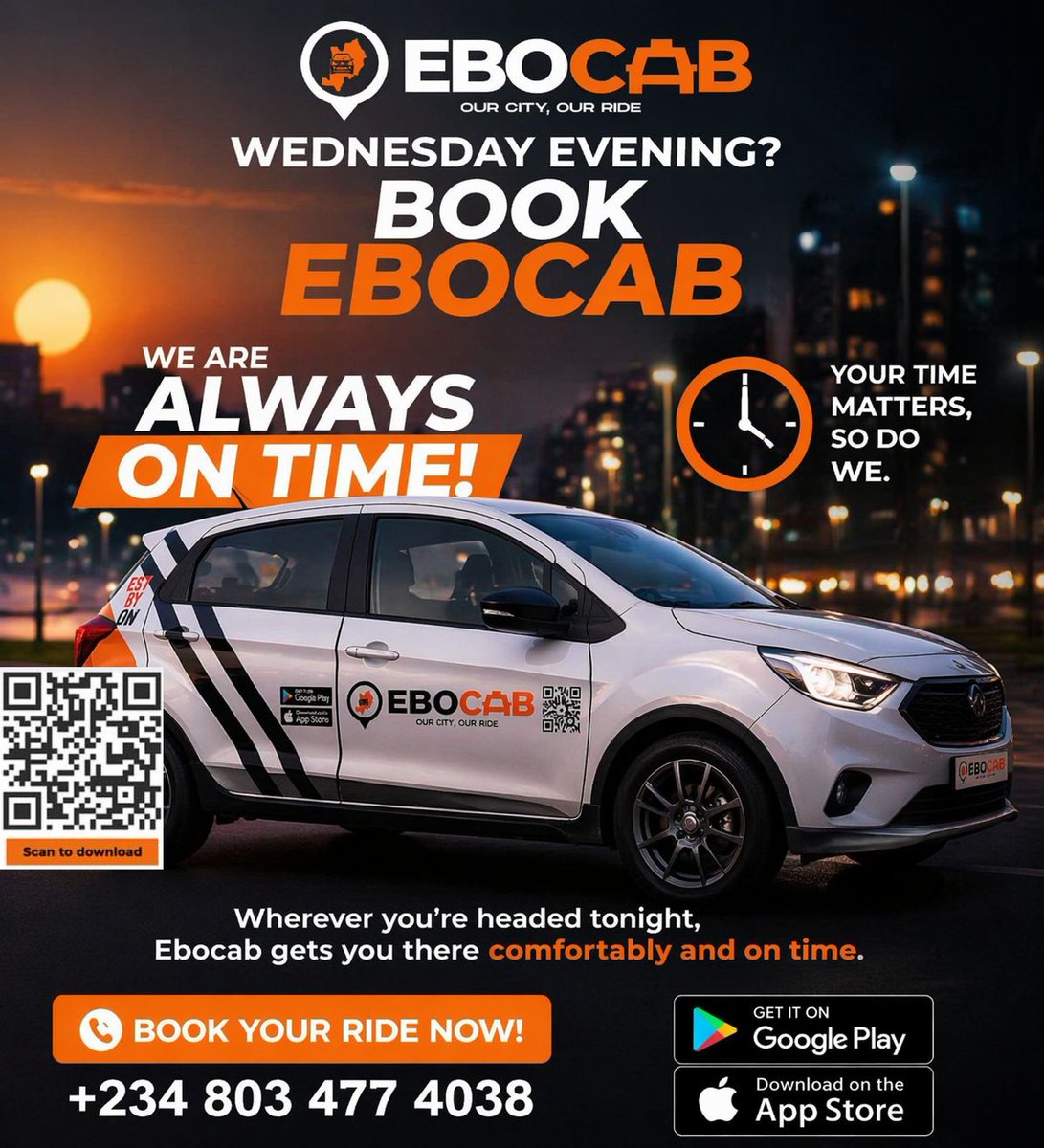 officialebocab's tweet image. Let EboCab  take you wherever you need to go this Wednesday evening .

#ebocab #RideWithEase #wednesdayvibes #evening #foryou