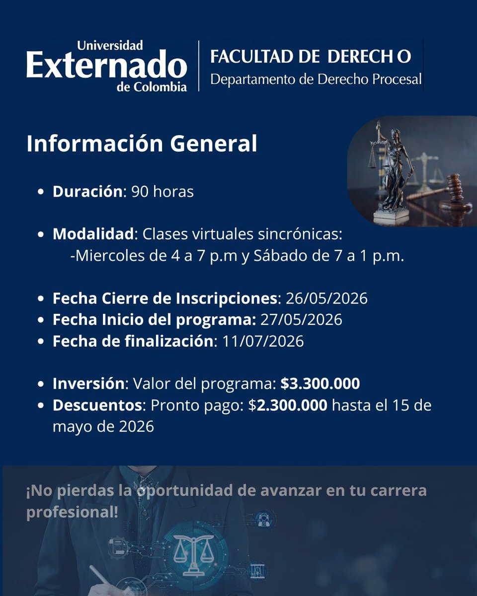 Departamento Derecho Procesal. U. Externado. tweet media
