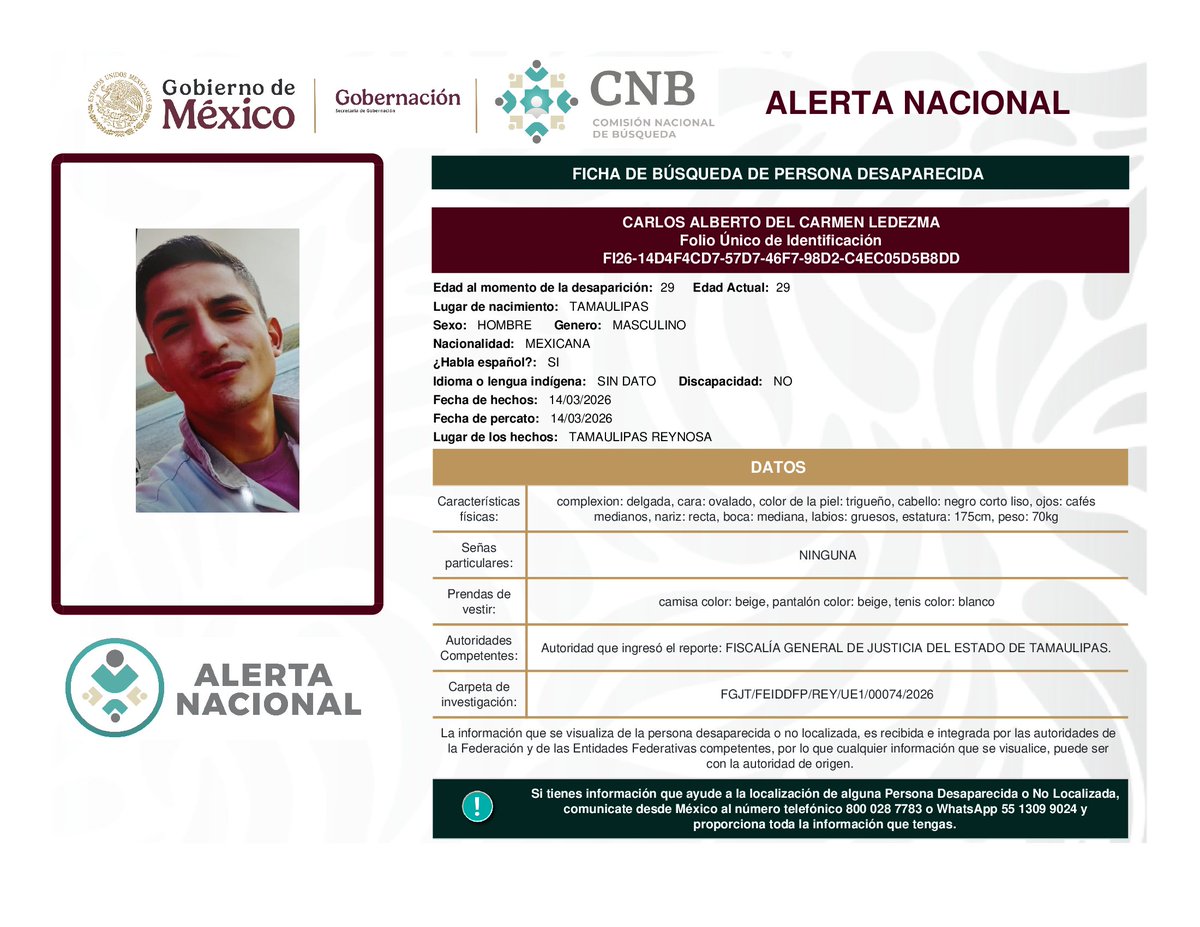 Comisión Nal. de Búsqueda Mx tweet media