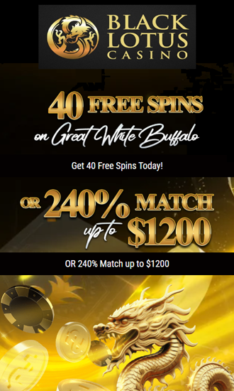 NoDepositForum's tweet image. BLACK LOTUS NO DEPOSIT BONUS - 40 FREE SPINS ON 'GREAT WHITE BUFFALO' OR 240% MATCH - EXCLUSIVE WELCOME BONUS
tinyurl.com/yx9d69zw
#blacklotus #nodepositbonus #freespins #depositbonus #welcomebonus