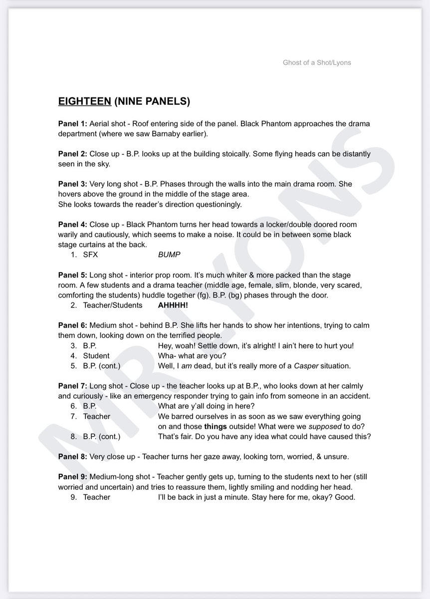 mrlyonswriter's tweet photo. GHOST OF A SHOT - Part 5
Read the full script on the website.
#comicbooks #comicwriter #newcomic #newtalent #originalwriter #spooky #x #ghosts #supernatural #paranormal #writersonx #superhero #comicbooklovers #comicbook #undead #script #fyp #writing #spookycomics https://t.co/t9X0NAXCaS