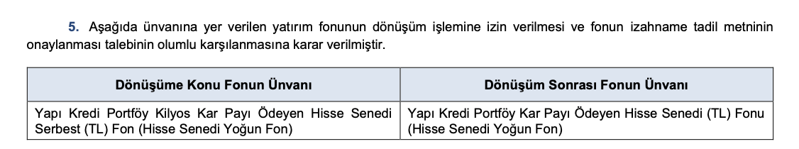FonDetay's tweet photo. Yapı Kredi Portföy Kilyos Kar Payı Ödeyen Hisse Senedi Serbest Fonu, Kar Payı Ödeyen Hisse Senedi Fonu'na dönüşecek. 

Ak Portföy'ün  'yapay zeka teknolojileri şirketleri değişken fonu' talebi de bültende onay alan kararlardan olmuş. https://t.co/7z0x6qO87r