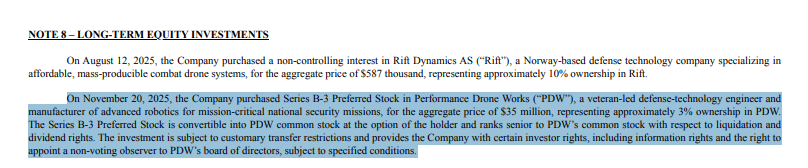 YoYInvestor's tweet image. $ONDS NEW: Performance Drone Works has been awarded a $15.26M contract for their C100X platform by the U.S. Army🔥 

Remember, Ondas invested $35M in PDW in November 2025, representing ~3% ownership via Series B-3 Preferred Stock, implying a ~$1.17B valuation at the time. 

Ondas