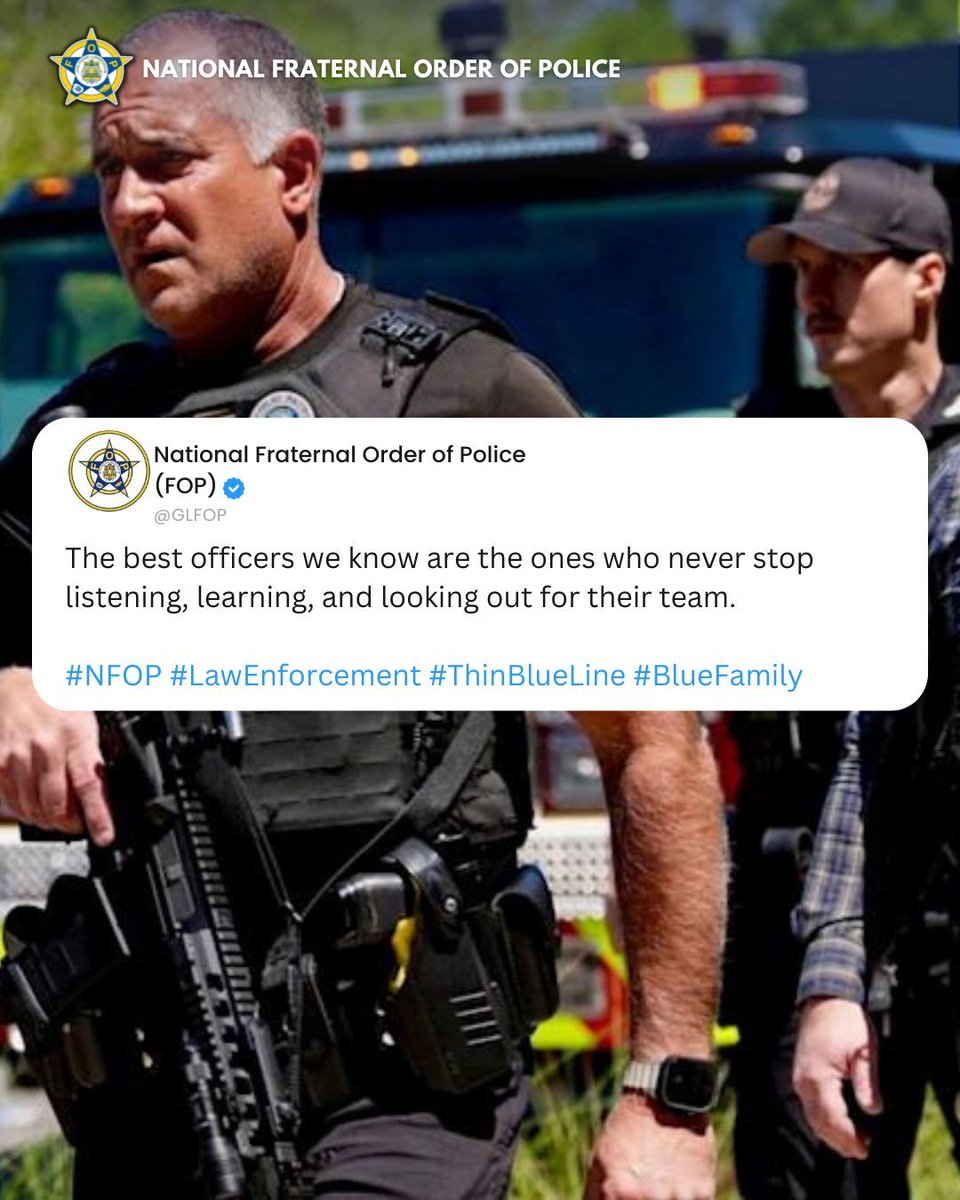 GLFOP's tweet image. Experience matters, but humility keeps you sharp. That mindset strengthens every shift.
#LeadershipMatters #LawEnforcement #FOP #PoliceLife #Teamwork