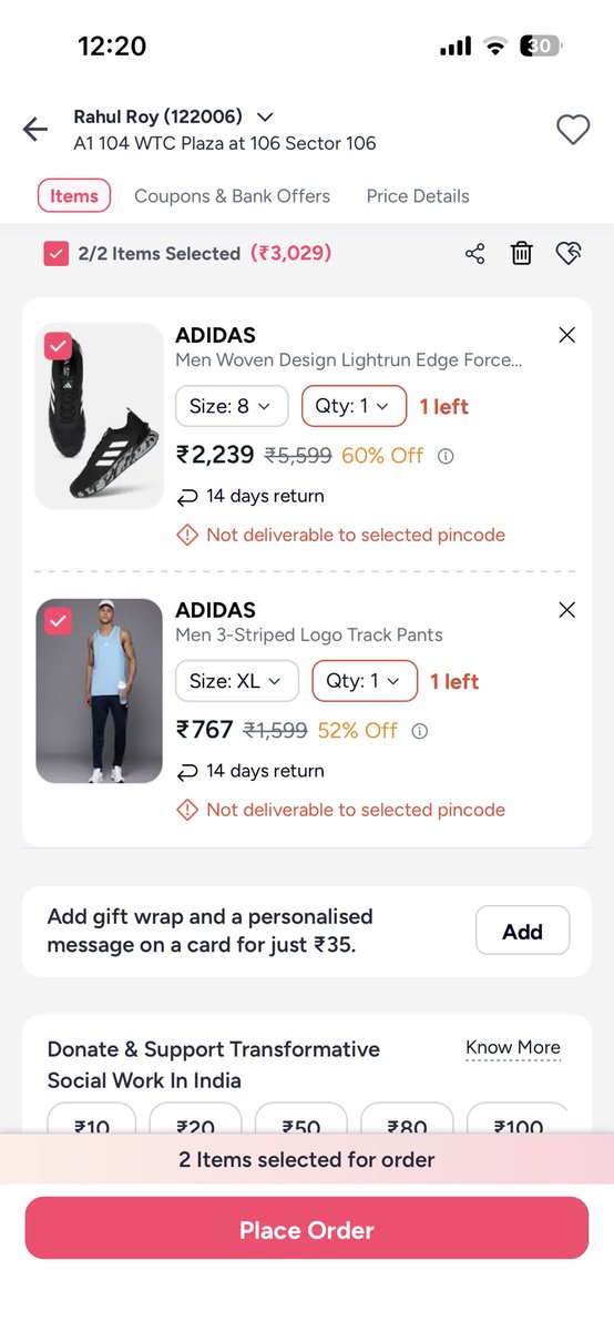 complicatedroy's tweet photo. @myntra @MyntraSupport this algorithm is so ridiculous, when the prices are gonna revise the same product will be deliverable at same pincode https://t.co/6i1Ei9hxdH